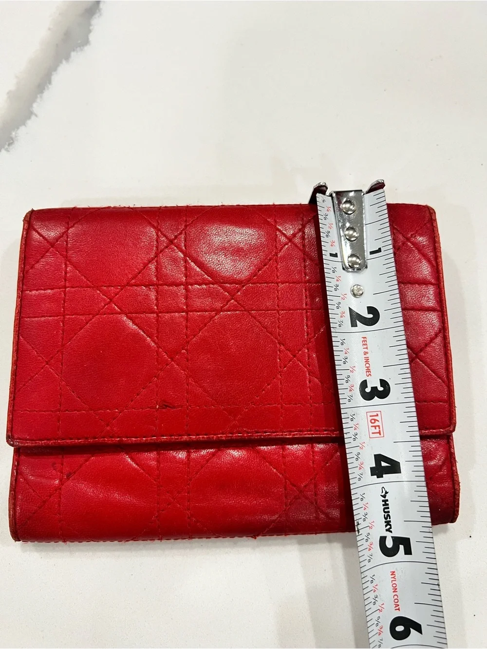 Authentic Christian Dior Cannage Travel Wallet Red + COA